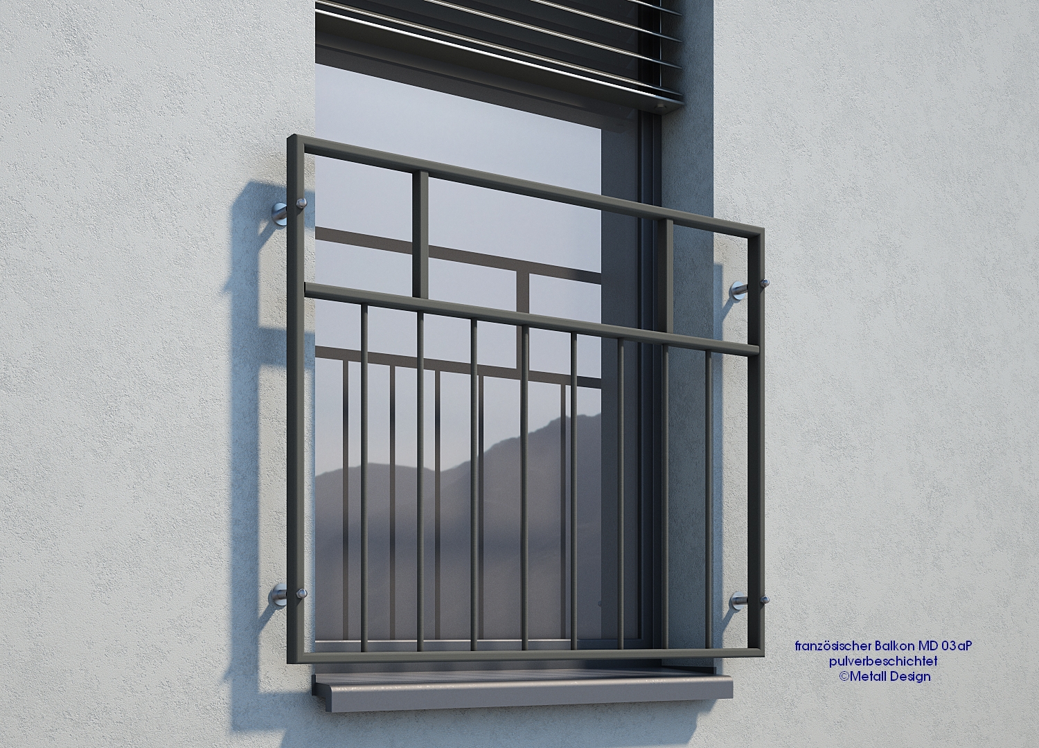 französischer Balkon pulverbeschichtet MD 03aP anthrazitgrau RAL7016