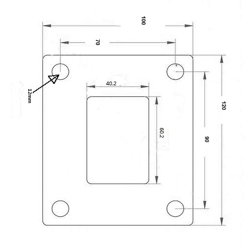 Ankerplatte für Geländerpfosten Rechteckrohr seitliche Montage 60 x 40 mm