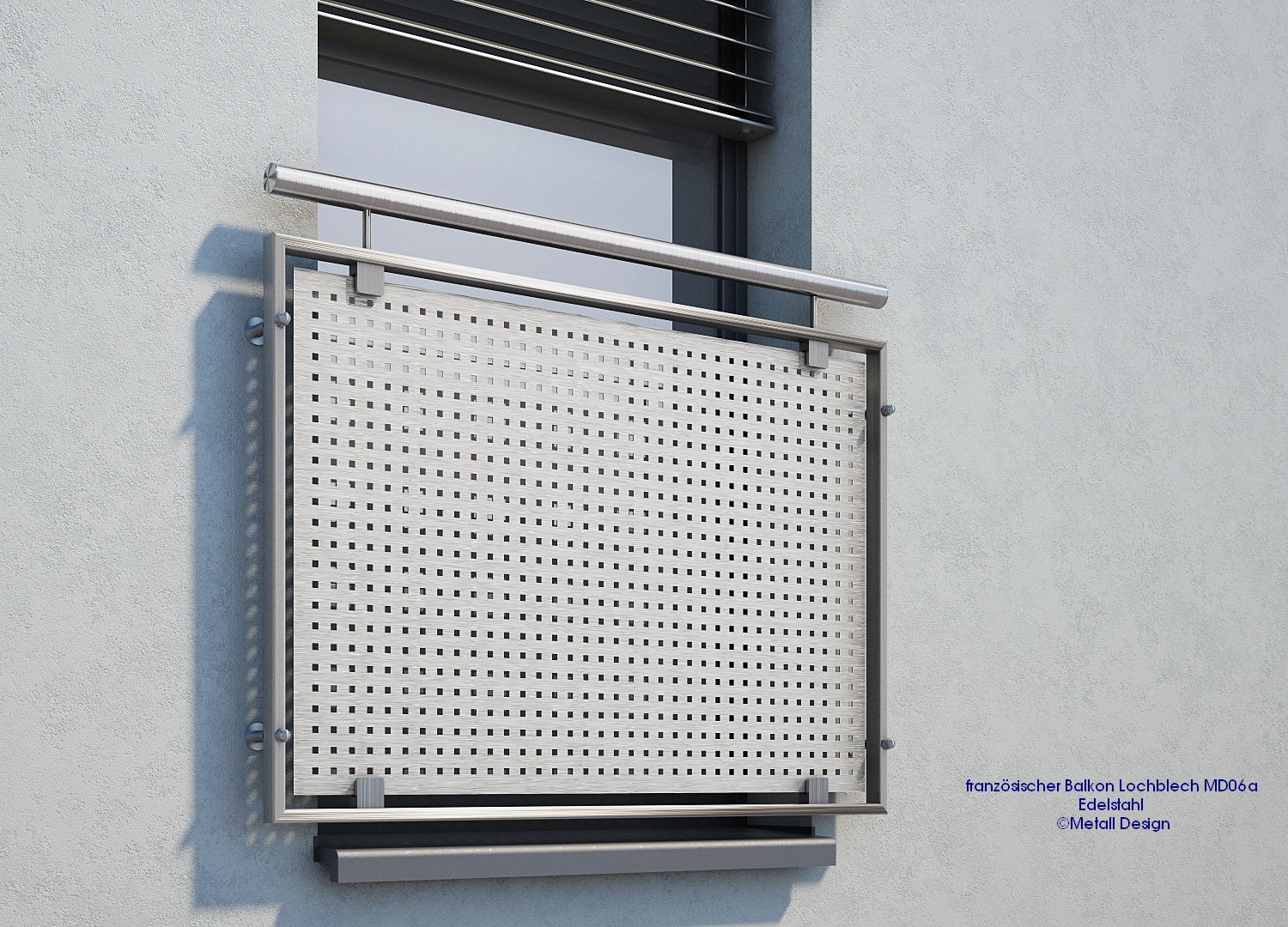 Französischer Balkon Edelstahl mit Lochblech MD06a