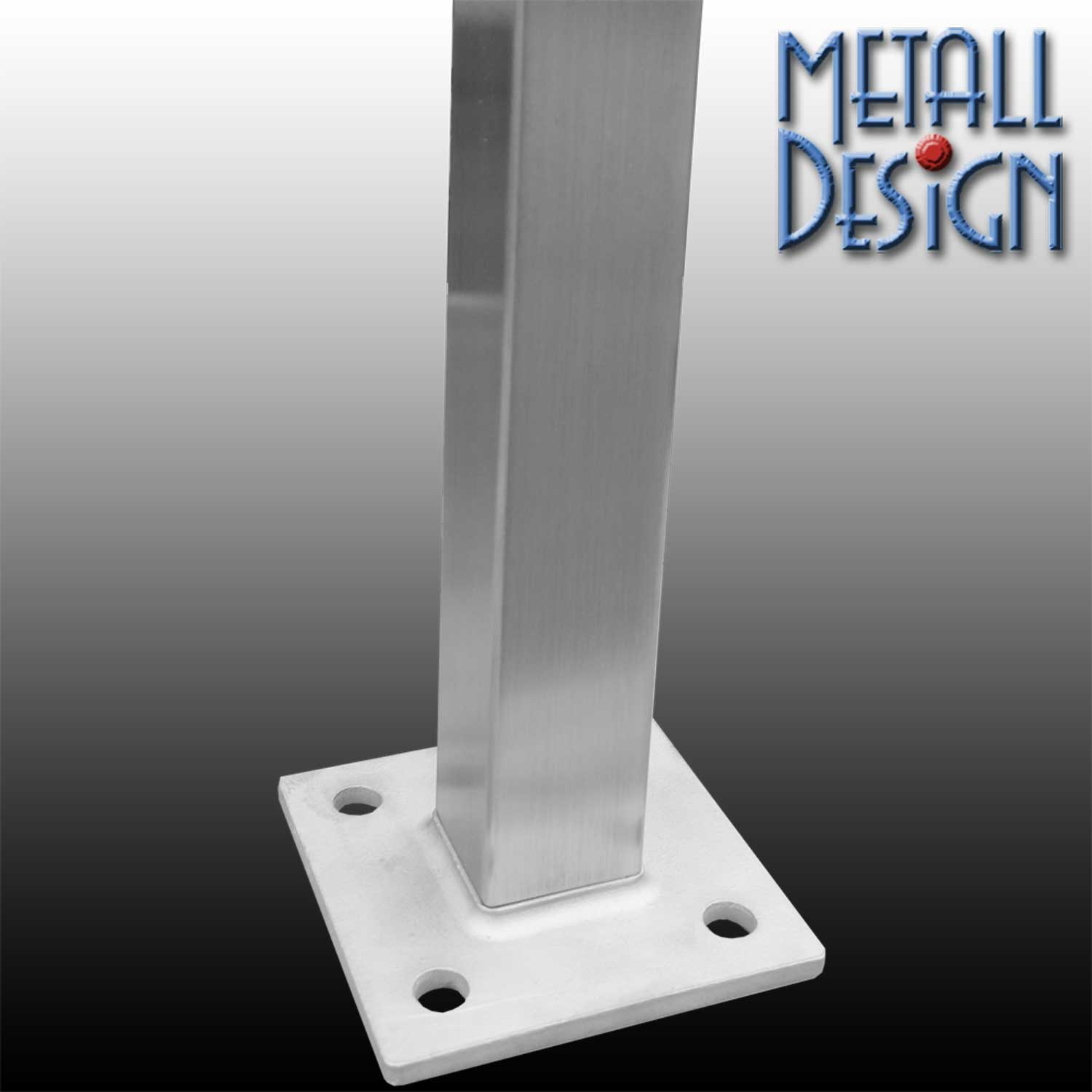 Geländerpfosten Vierkantrohr Bodenflansch V2A, 40 mm x 40 mm