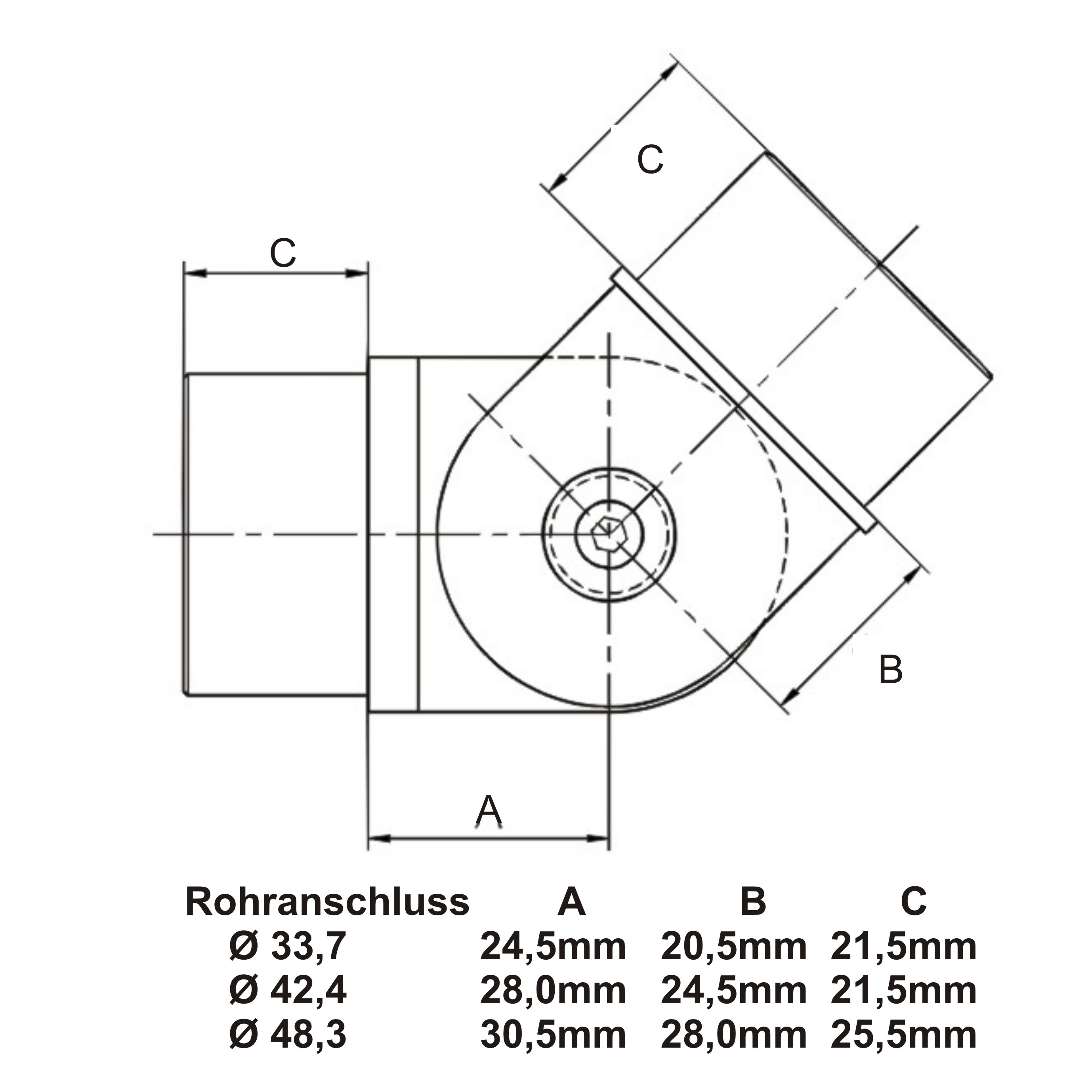 Handlaufvebinder einstellbar Rundrohr
