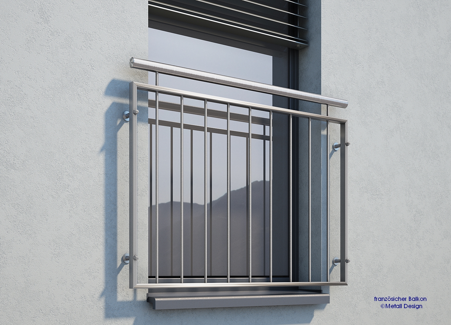 Französischer Balkon Edelstahl aufgesetzte Montage MD02a.