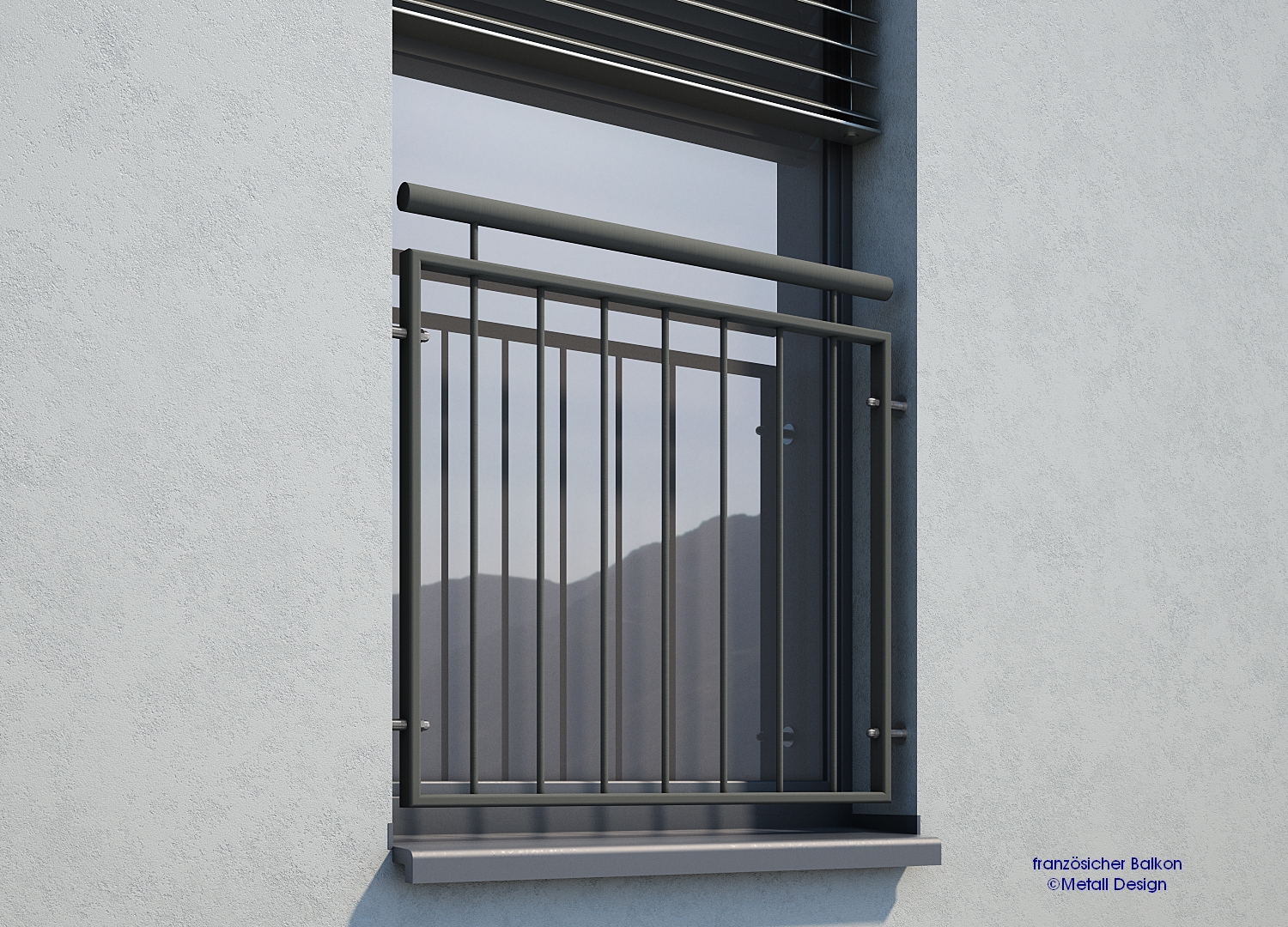 Französischer Balkon pulverbeschichtet, MD 02iP anthrazitgrau RAL7016
