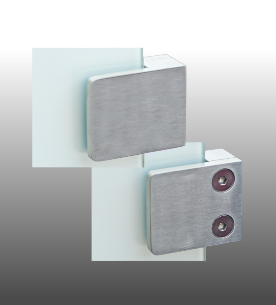 Glashalter Edelstahl, Plattenhalter 45 x 45 mm.