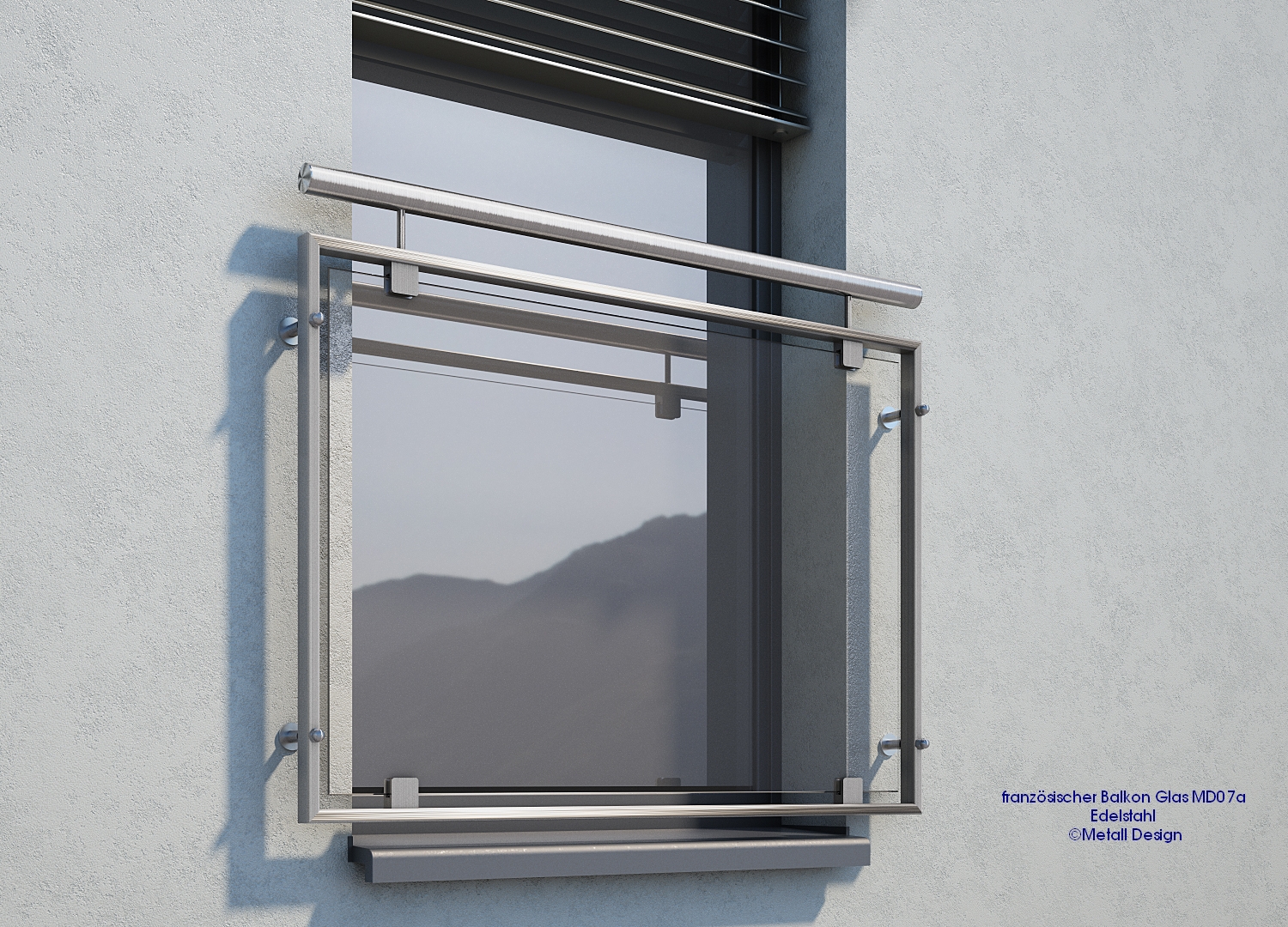 Französischer Balkon Edelstahl Glas MD07a