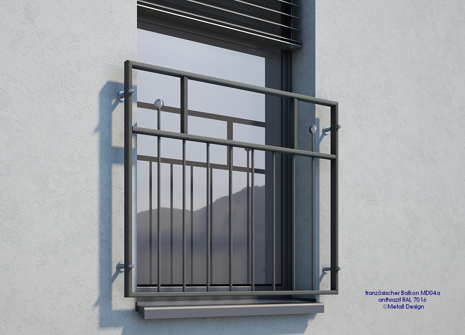 Französischer Balkon pulverbeschichtet MD 04aP anthrazitgrau RAL7016