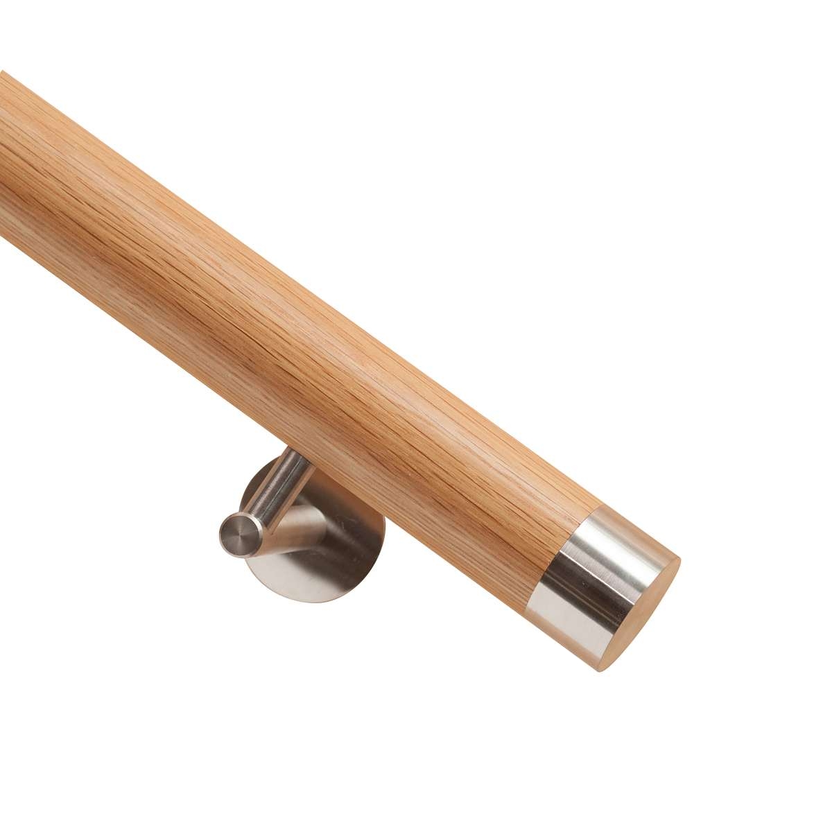 Handlauf Eiche DS40 mit Handlaufenden aus Edelstahl flach