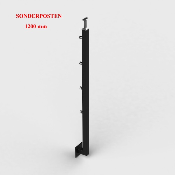 Sonderposten Geländerpfosten Vierkantrohr seitliche Montage in RAL 7016 - 4 Querstabhalter
