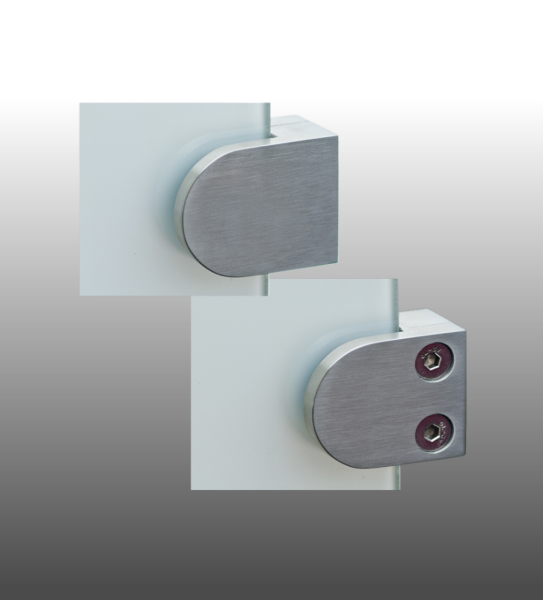 Glashalter Edelstahl 40 x 50 mm, G01 gerader Anschluss.