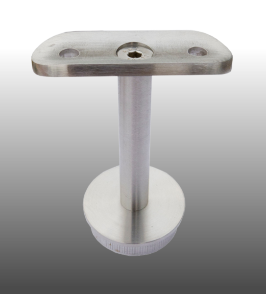 Rohrstütze Edelstahlrohr rund mit Montageplatte für Handlauf Holz