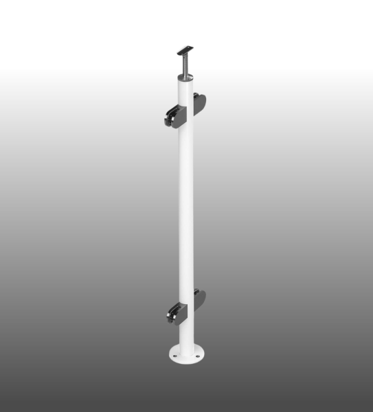 Mittelpfosten Glasgeländer pulverbeschichtet Weiß