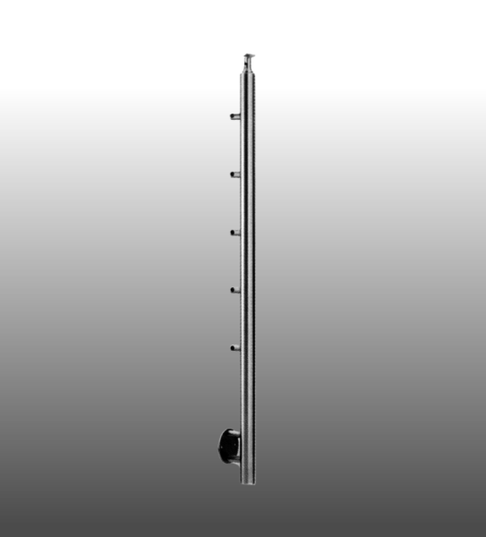 Geländerpfosten Relinggeländer mit fünf Querstabhaltern.