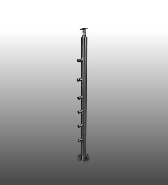 Geländerpfosten für Relinggeländer mit 6 Querstabhaltern.