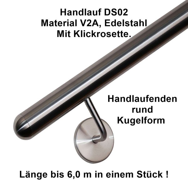 Handlauf Edelstahl DS02 mit Abdeckrosette.