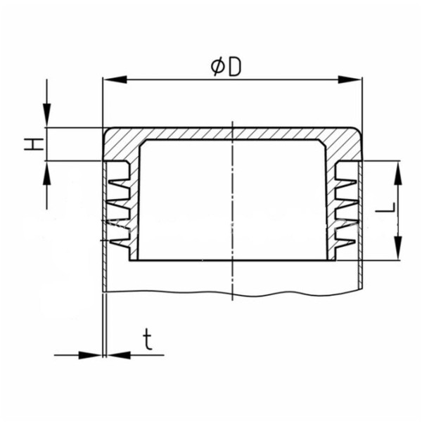 Rundrohr Lamellenstopfen Schwarz 50,0x2-4 mm Kunststoff