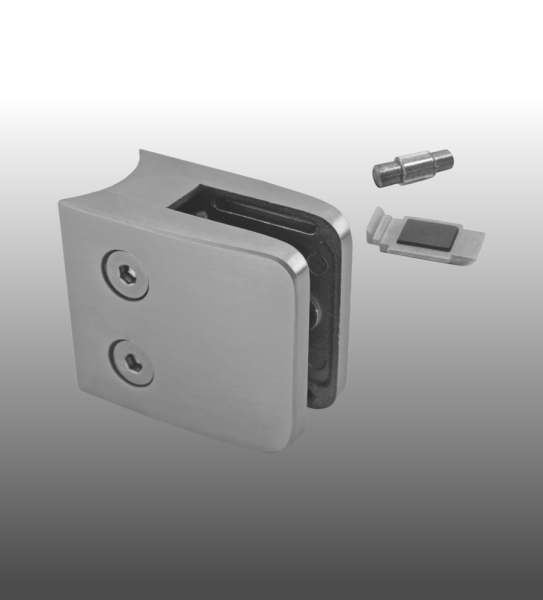 Glashalter B26, 52x52 mm, Runder Anschluss für Glas von 8,00 mm - 12,76 mm