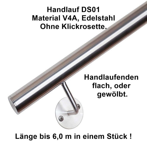 Handlauf Edelstahl V4A, DS01, Länge auf Maß.