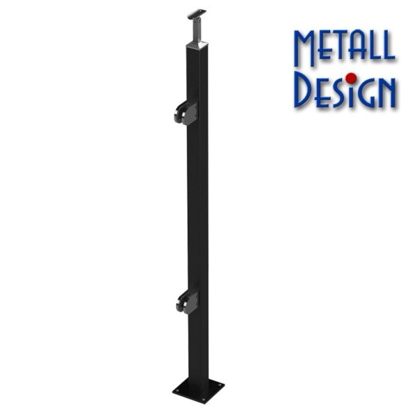 Geländerpfosten Vierkantrohr pulverbeschichtet Endpfosten anthrazitgrau, RAL7016 Geländerpfosten Vierkantrohr pulverbeschichtet Endpfosten anthrazitgrau, RAL7016