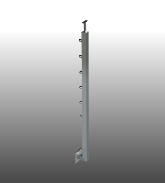 Geländerpfosten Edelstahl Vierkantrohr Relinggeländer seitliche Montage 6 Stabhalter.