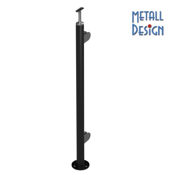 Glasgeländer Endpfosten pulverbeschichtet anthrazitgrau RAL 7016 Endpfosten Glasgeländer Endpfosten pulverbeschichtet anthrazitgrau RAL 7016 Endpfosten