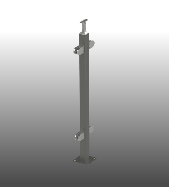 Geländerpfosten Vierkantrohr pulverbeschichtet DB703 aufgesetzte Montage für Glasgeländer