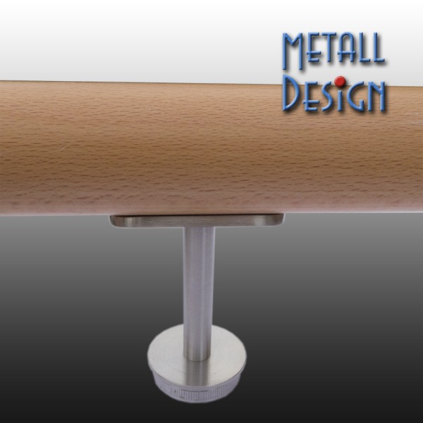 Rohrstütze Edelstahlrohr rund mit Montageplatte für Handlauf Holz Rohrstütze Edelstahlrohr rund mit Montageplatte für Handlauf Holz