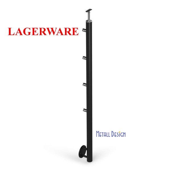 LAGERWARE Geländerpfosten RAL 7016 pulverbeschichtet 4 Querstabhalter seitliche Montage anthrazitgrau