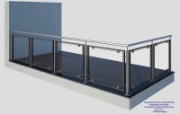 Glasgeländer MD-07A, pulverbeschichtet anthrazit grau. Glasgeländer MD-07A, pulverbeschichtet anthrazit grau.