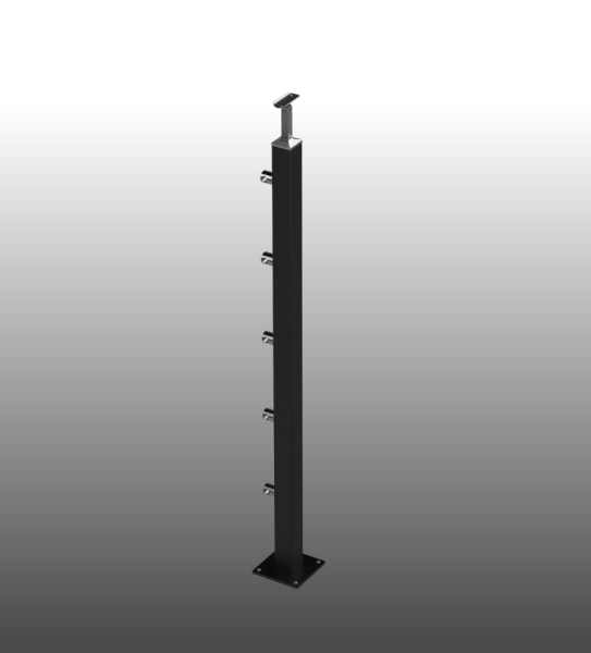 Geländerpfosten pulverbeschichtet anthrazit 5 Querstabhalter