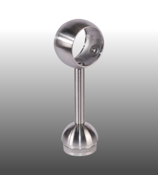 Rohrstütze Kugelform für Geländerpfosten rund und Handlauf rund mit Kugelring