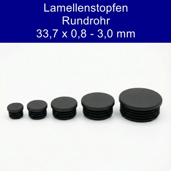 Rundrohr Lamellenstopfen Schwarz 33,7x0,8-3 mm Kunststoff