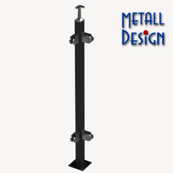 Geländerpfosten Vierkantrohr pulverbeschichtet aufgesetzte Montage anthrazitgrau RAL7016. Geländerpfosten Vierkantrohr pulverbeschichtet aufgesetzte Montage anthrazitgrau RAL7016.