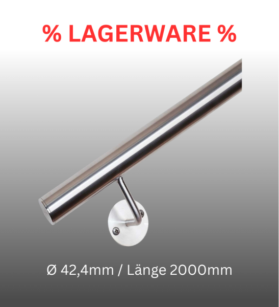 Handlauf Edelstahl V2A Länge 2000 mm 42,4 mm