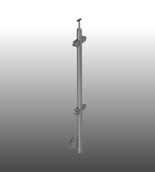 Geländerpfosten Glasgeländer, seitliche Montage, Rundrohr.