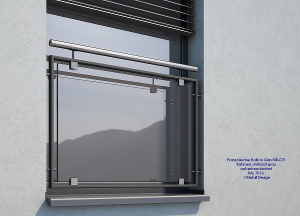 Französischer Balkon Glas pulverbeschichtet pulverbeschichtet anthrazitglau RAL 7016