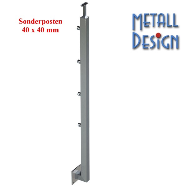 Geländerpfosten Vierkantrohr Relinggeländer 40 x 40 mm seitliche Montage