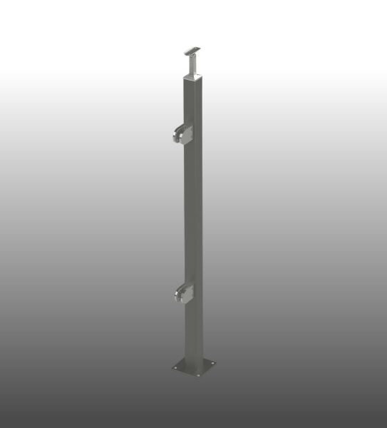 Geländerpfosten DB703 pulverbeschichtet Vierkantrohr aufgesetzte Montage Endpfosten