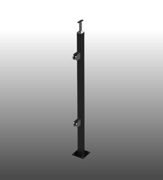 Geländerpfosten Vierkantrohr pulverbeschichtet Endpfosten anthrazitgrau, RAL7016