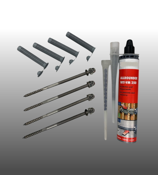 Befestigung französicher Balkon bei Hohllochmauerwerk und Poroton