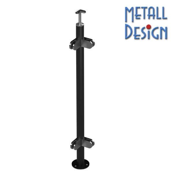Glasgeländer Eckpfosten Rundrohr pulverbeschichtet anthrazitgrau RAL 7016 Glasgeländer Eckpfosten Rundrohr pulverbeschichtet anthrazitgrau RAL 7016