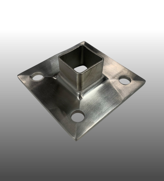 Geländerpfosten Vierkantrohr Bodenflansch 40 mm x 40 mm V2A