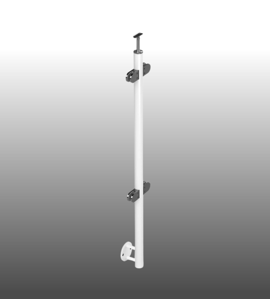 Geländerpfosten weiß RAL 9016 Mittelpfosten seitliche Montage Glasgeländer