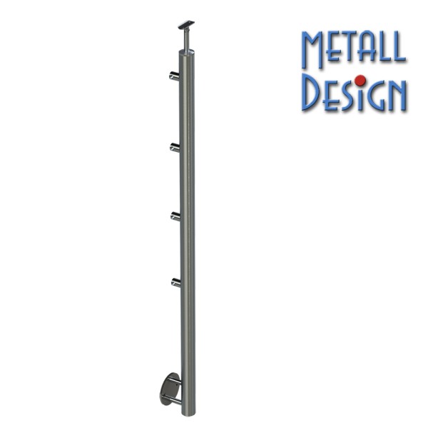 Relinggeländerpfosten Edelstahl, 4 Querstabhalter seitliche Montage. Relinggeländerpfosten Edelstahl, 4 Querstabhalter seitliche Montage.