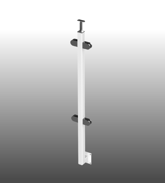 Geländerpfosten pulverbeschichtet weiß Glasgeländer, Mittelpfosten