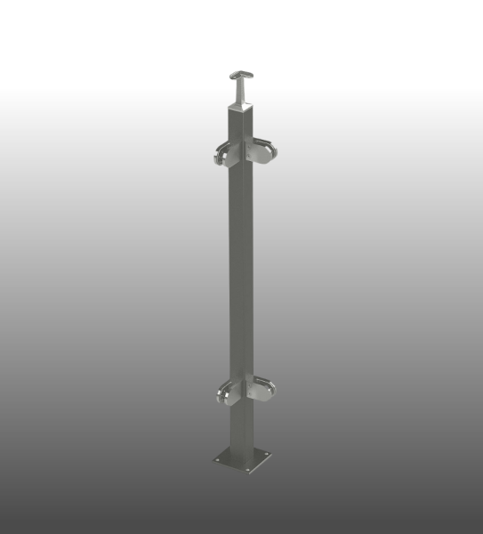 Eckpfosten pulverbeschichtet DB703 Glasgeländer Vierkantrohr aufgesetzte Montage