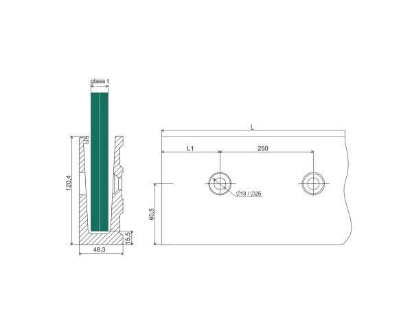 Ganzglasgeländer seitliche Montage Nr.04