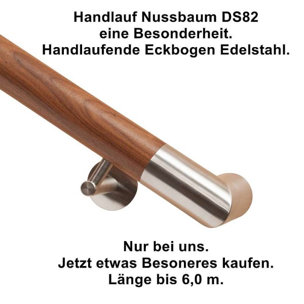 Handlauf Nussbaum DS82 mit beidseitigen Handlaufeckbogen