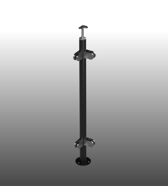 Glasgeländer Eckpfosten Rundrohr pulverbeschichtet anthrazitgrau RAL 7016