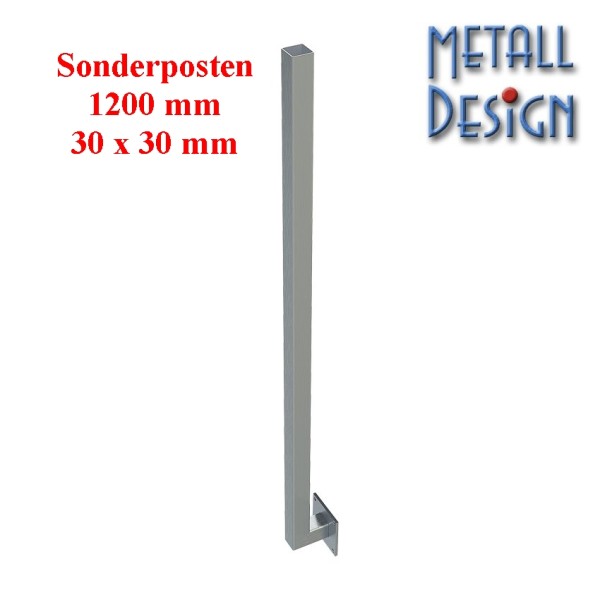 Geländerpfosten V2A Edelstahl Vierkantrohr, 30mm x 30 mm seitliche Montage