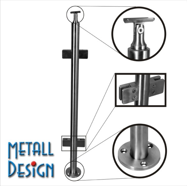 Geländerpfosten Glasgeländer Edelstahl Mittelpfosten